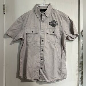 Harley-Davidson Men's Vertical Graphic Button Down Short Sleeve Shirt